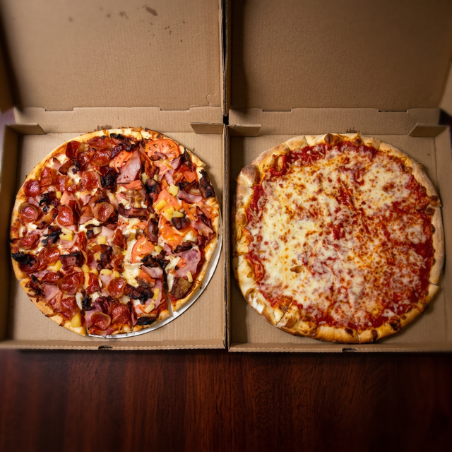 Two XL Cheese Pizzas.