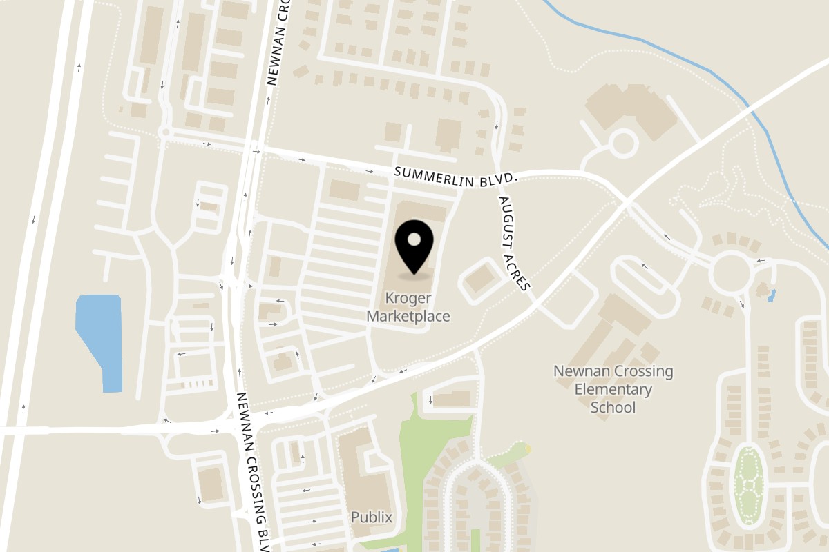 Map showing the location of Peoples Choice Pizza Newnan on 1741 Newnan Crossing Blvd in Newnan