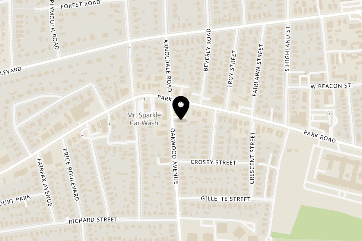Map showing the location of Peoples Choice Pizza West Hartford on 14 Oakwood Ave in West Hartford