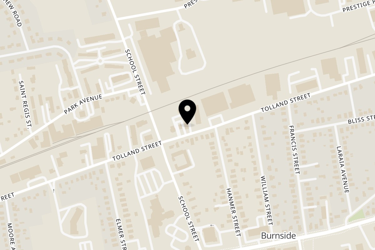 Map showing the location of Peoples Choice Pizza East Hartford on 536 Tolland St in East Hartford